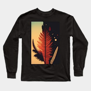 Minimal Boho Art Aesthetic Feather Artwork Warm Bohemian Long Sleeve T-Shirt